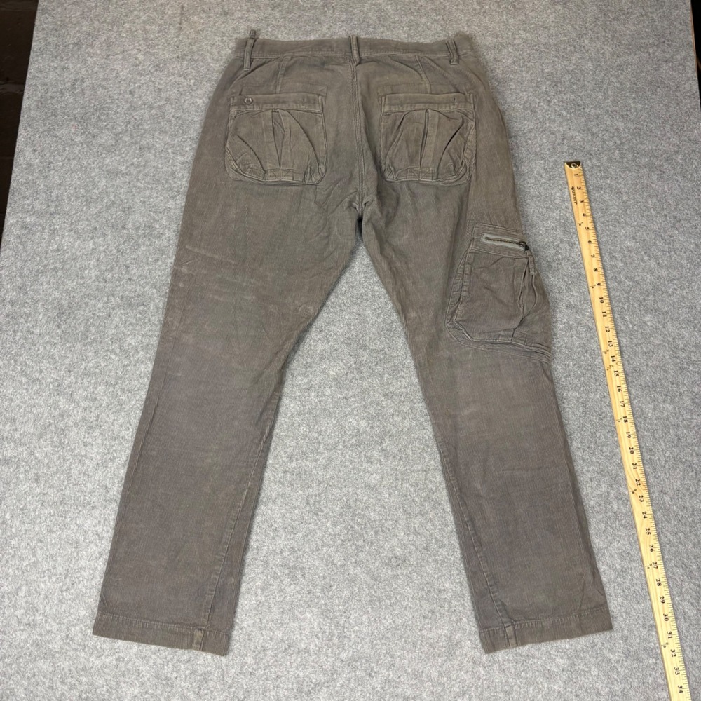 SYN Jeans Mens Corduroy‎ Cargo Pants Faded Brown Gray Utility Workwear 32x31